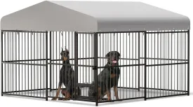 10x10x6FT Large Dog Kennel Outside Dog Playpen Outdoor Dog Enclosures with UV-Resistant Waterproof Roof Covered Dog House Outdoor,Lock,for Medium and Large Dogs,Easy Assembly