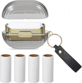 6 Pcs Double Sided Travel Lint Roller Set, Mini Travel Lint Roller with Hand Strap and 5 Refills