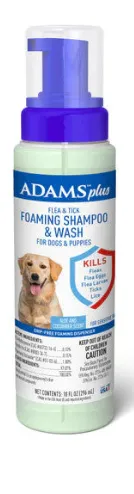 Adams Plus Flea & Tick Foaming Shampoo & Wash for Dogs & Puppies 10 oz
