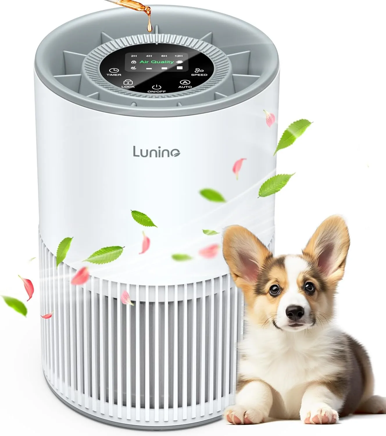 Air Purifiers for Home Large Room up to 1200ft, LUNINO H13 True HEPA Air Purifier for Bedroom with Fragrance Function, Air Quality Sensor, Sleep Mode, Air Cleaner for Pet Dander, Odor, Dust, Smoke