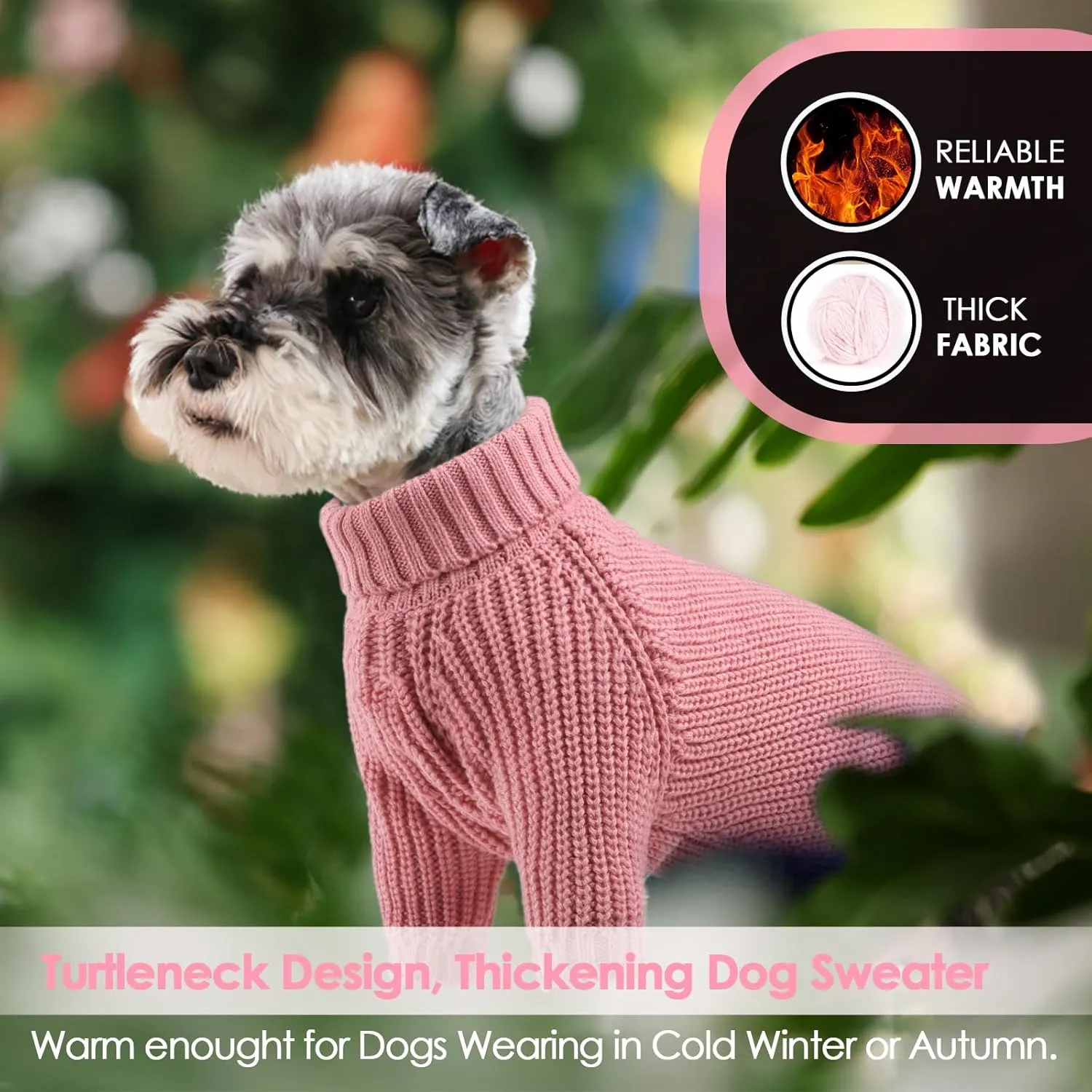AOFITEE XL Dog Sweater, Dog Christmas Sweater for Medium Dogs Girls Boys, Solid Knitted Dog Pullover Sweater, Turtleneck Medium Dog Sweater Warm Dog Sweatshirt for Small Medium Dogs Cats, XL Pink