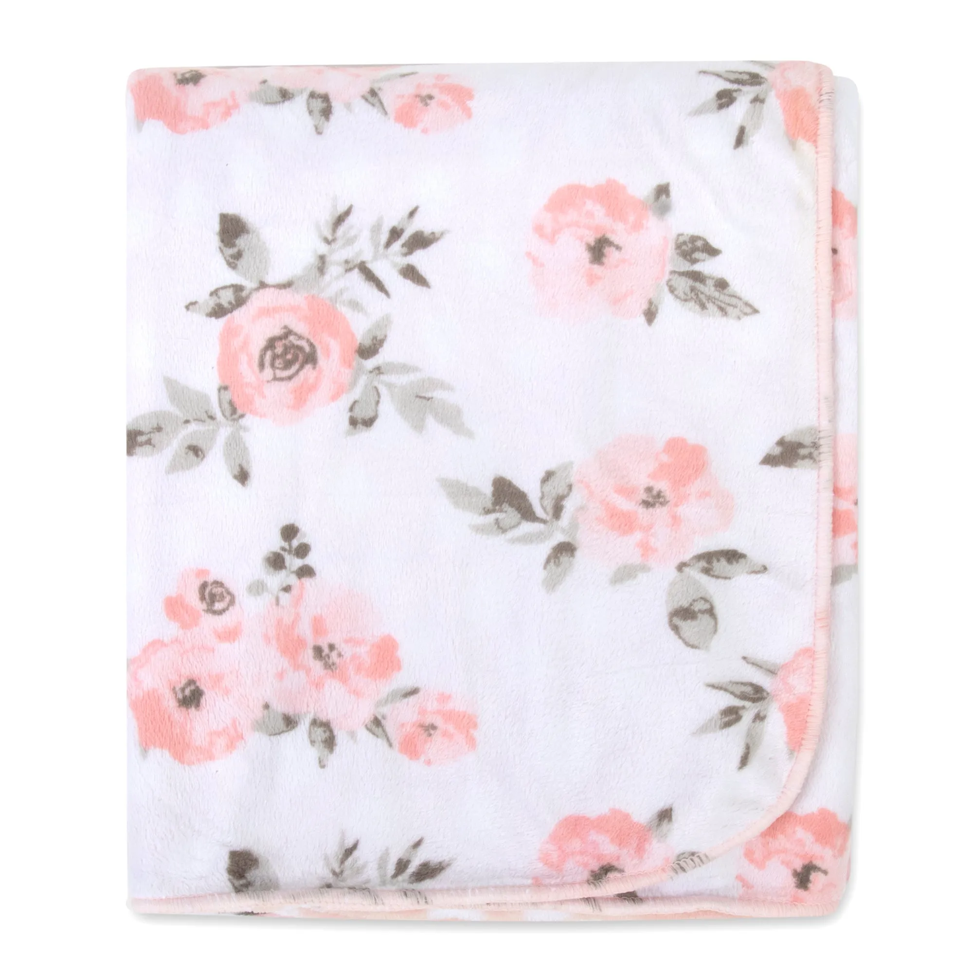 Baby Fleece Reversible Blankets 36" x 30" - Floral & Poka Dot Print