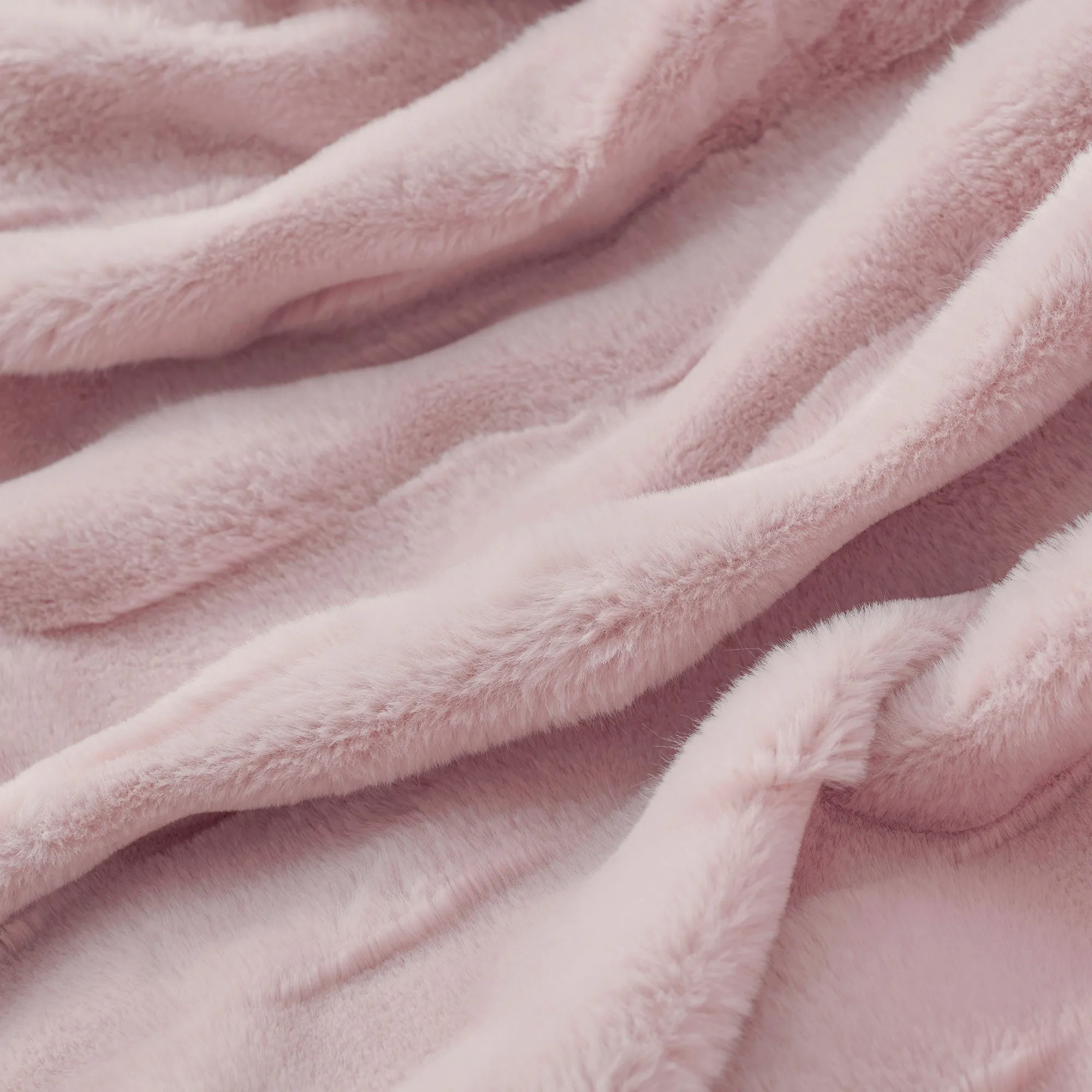 Basketweave Faux Fur Heated Throw Blush Pink