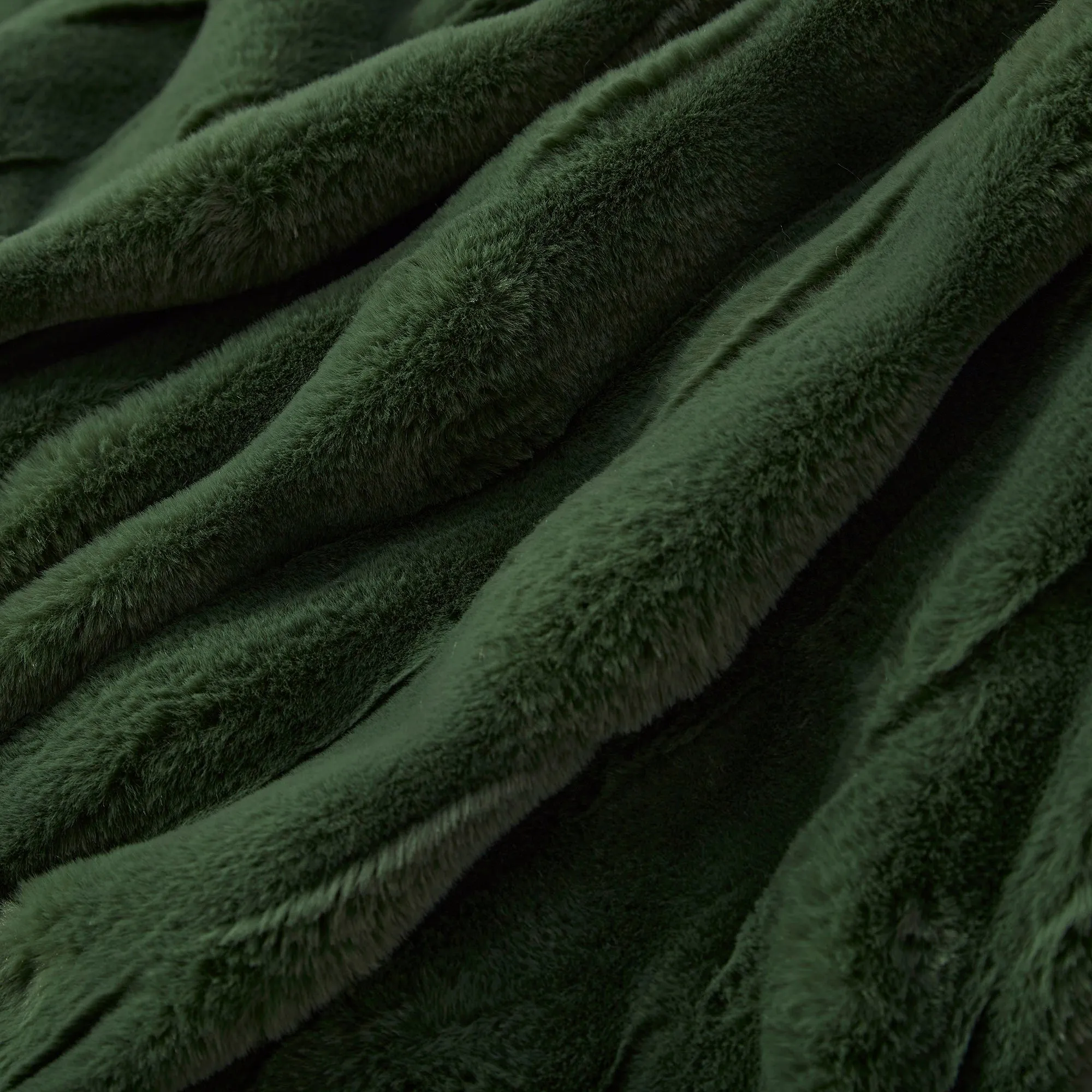 Basketweave Faux Fur Heated Throw Olive