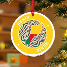 Benin Christmas Ornaments National Flag Nautical Gifts Personalized Keepsake Clear Acrylic Discs Flag Sports Bar Party Events Christmas Bauble for Christmas Tree Decoration Gift Tag Name Plates