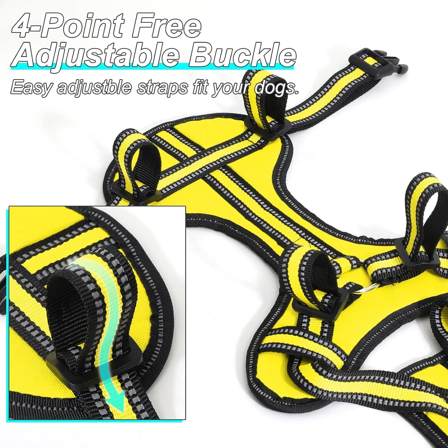 Bolux No Pull Dog Harness, Handmade Adjustable Pet Reflective Oxford Soft Vest Harness with Leash Clips for Small Medium Large Dogs, Pet No-Choke Harness with Nylon Handle