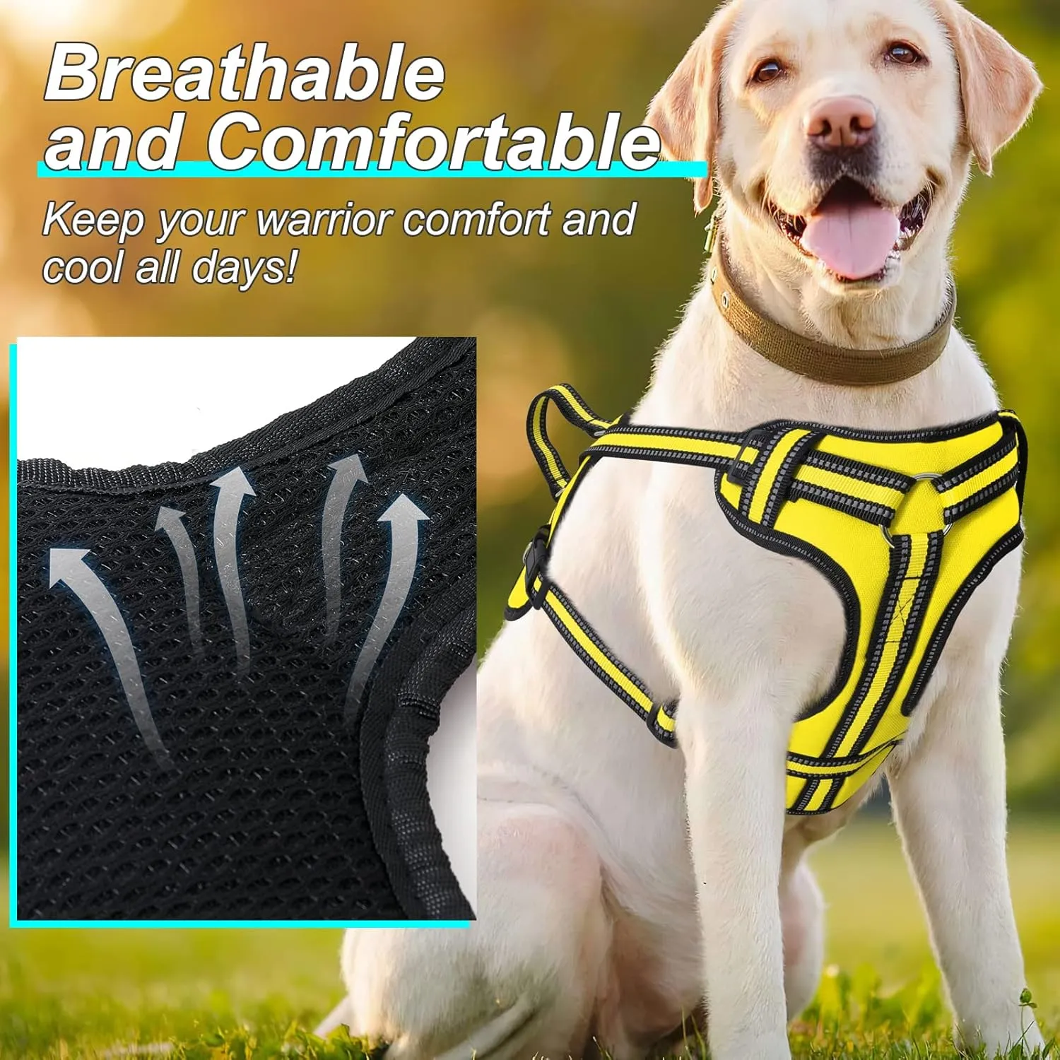 Bolux No Pull Dog Harness, Handmade Adjustable Pet Reflective Oxford Soft Vest Harness with Leash Clips for Small Medium Large Dogs, Pet No-Choke Harness with Nylon Handle