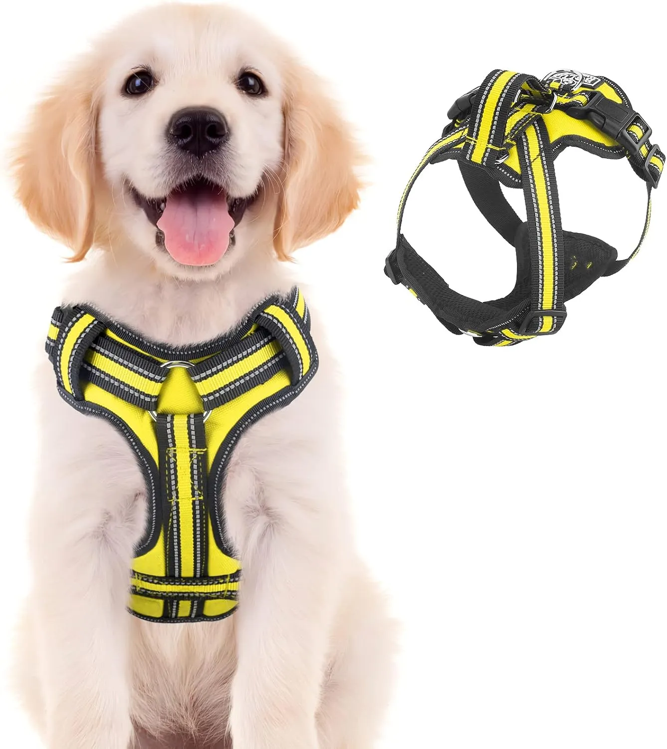 Bolux No Pull Dog Harness, Handmade Adjustable Pet Reflective Oxford Soft Vest Harness with Leash Clips for Small Medium Large Dogs, Pet No-Choke Harness with Nylon Handle