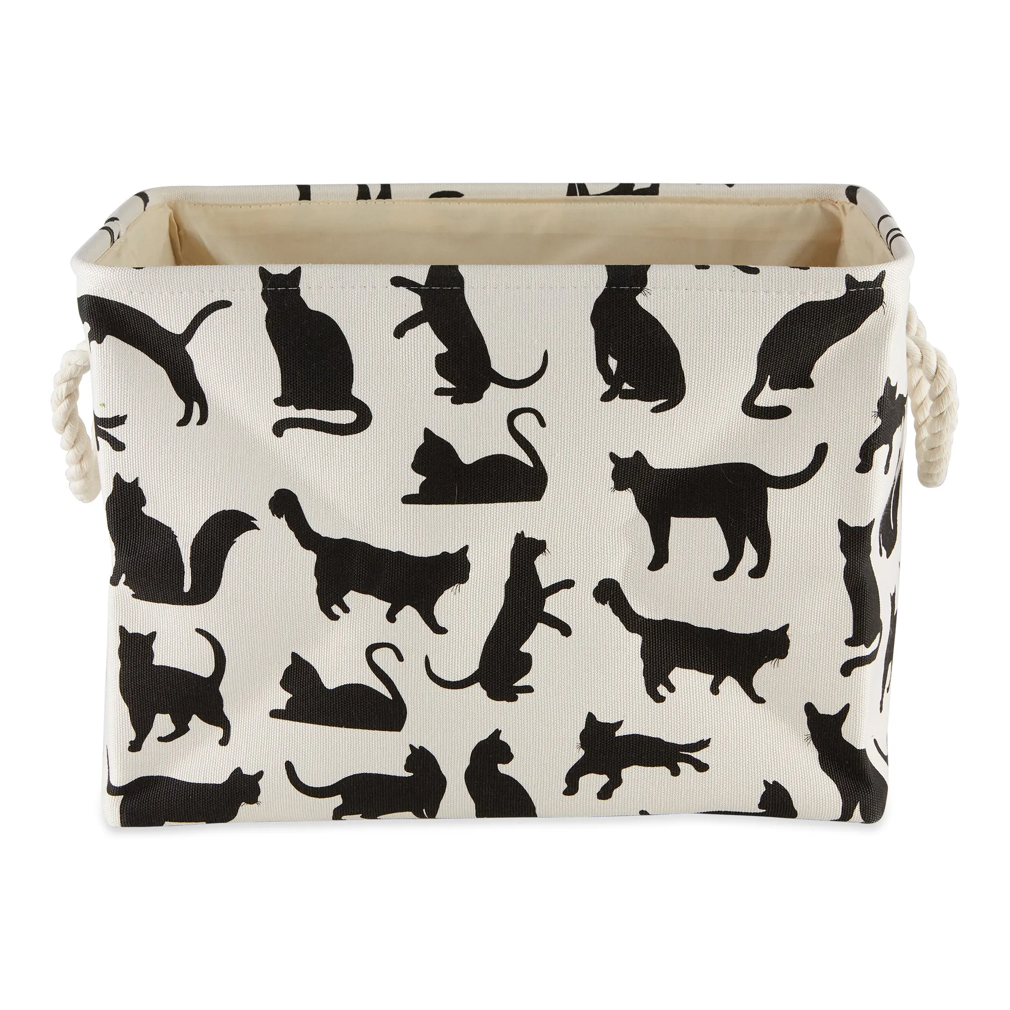 Bone Dry Collapsible Pet Storage Bin, Cat's Meow Print, Black/White, Large - 17.5x12x15"