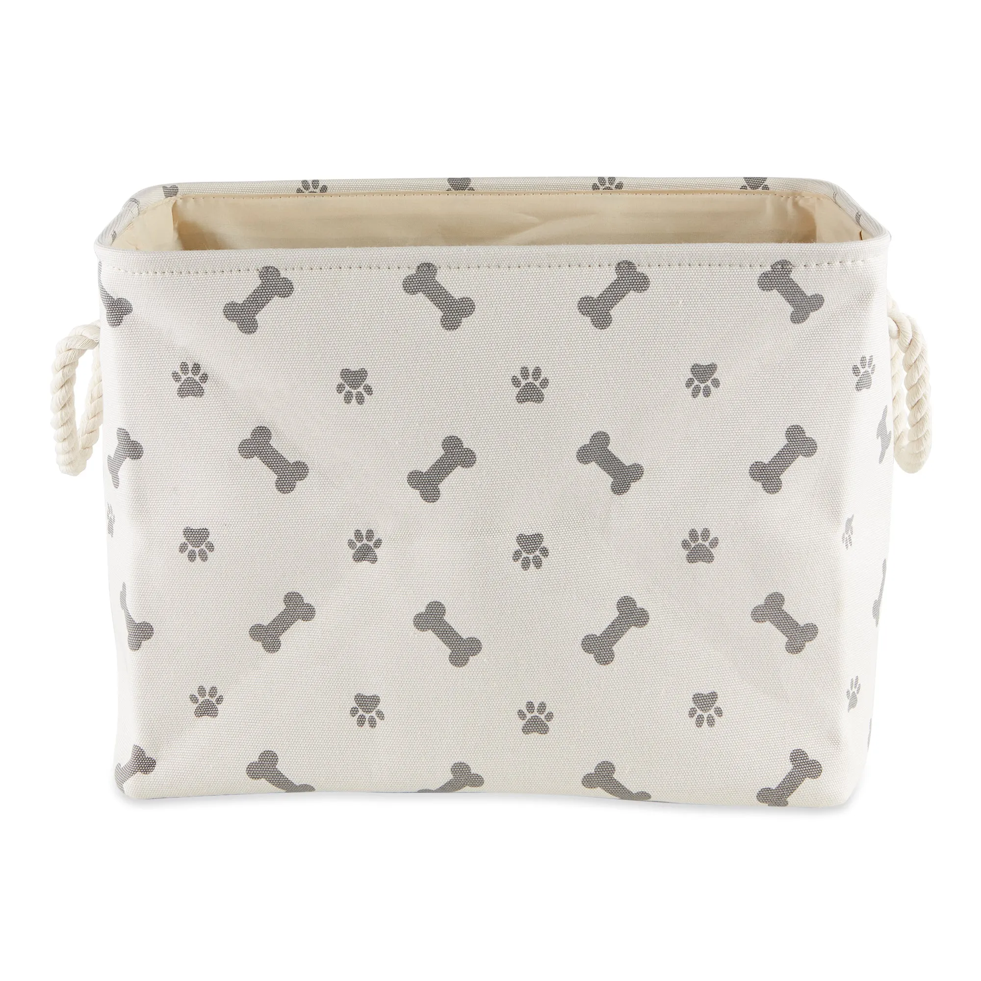 Bone Dry Collapsible Pet Storage Bin, Paw/Bone Print, Gray, Medium - 16x10x12"