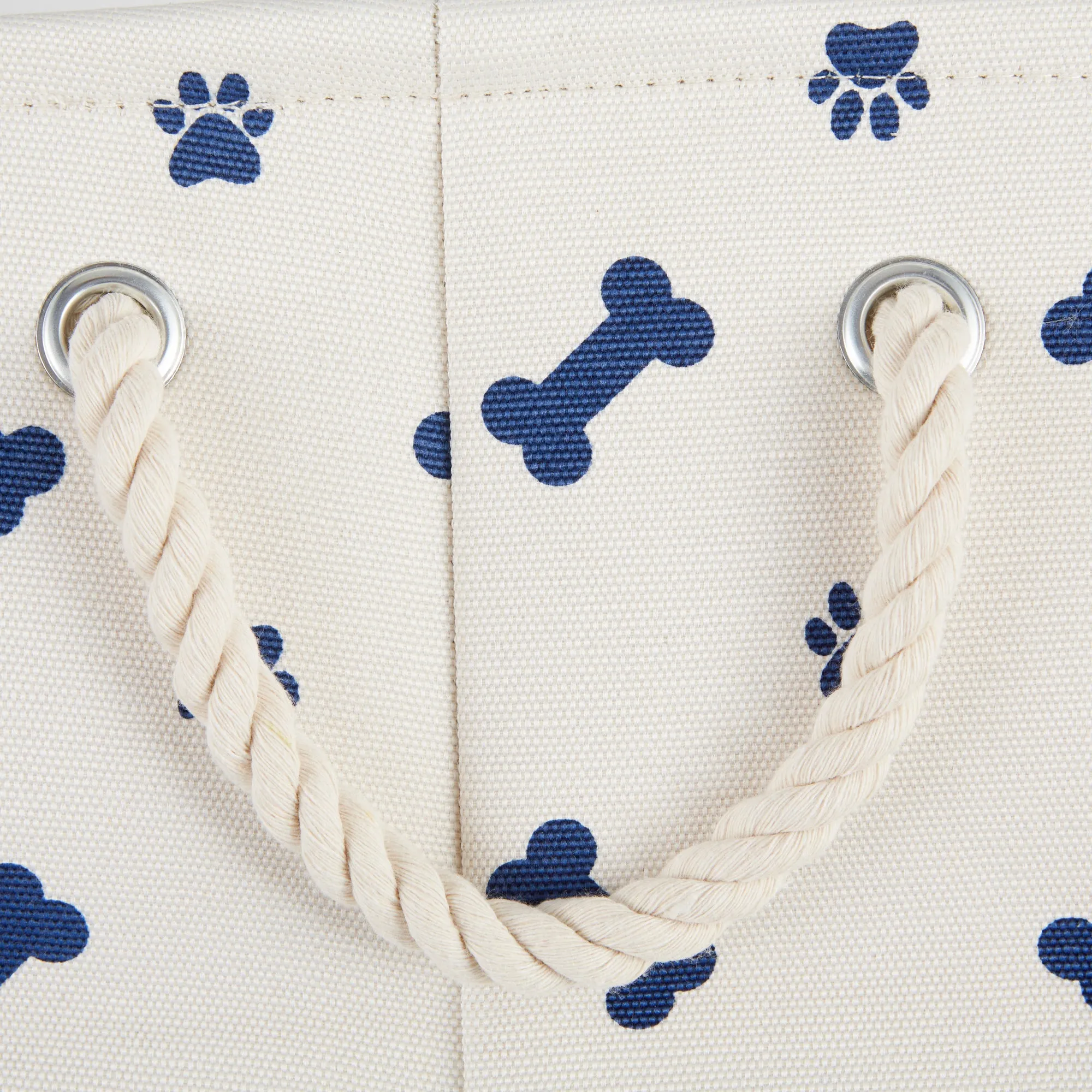 Bone Dry Collapsible Pet Storage Bin, Paw/Bone Print, Nautical Blue, Small - 14x8x9"