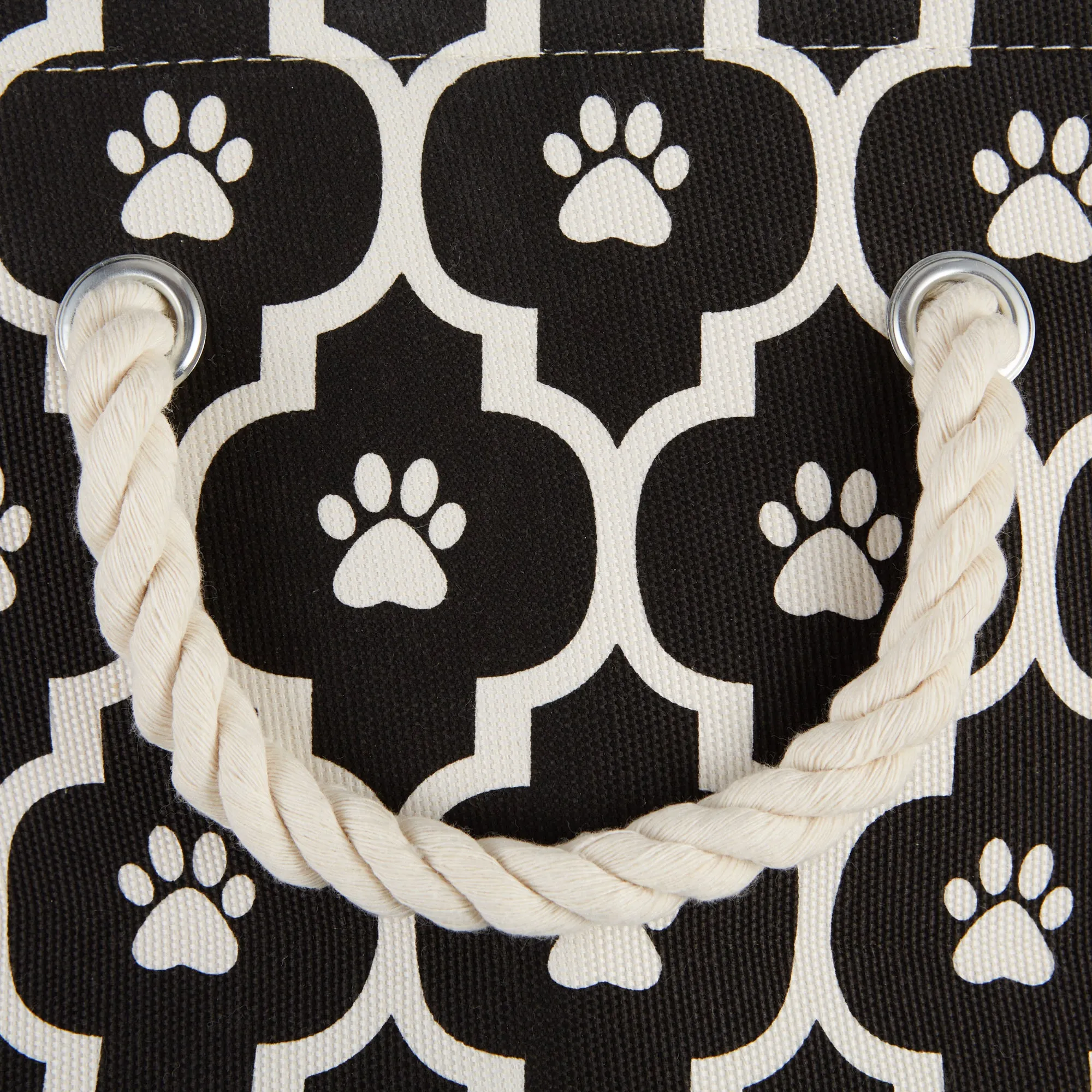 Bone Dry Pet Storage Bin, Lattice Paw Print, Black, Medium  - 16x10x12"