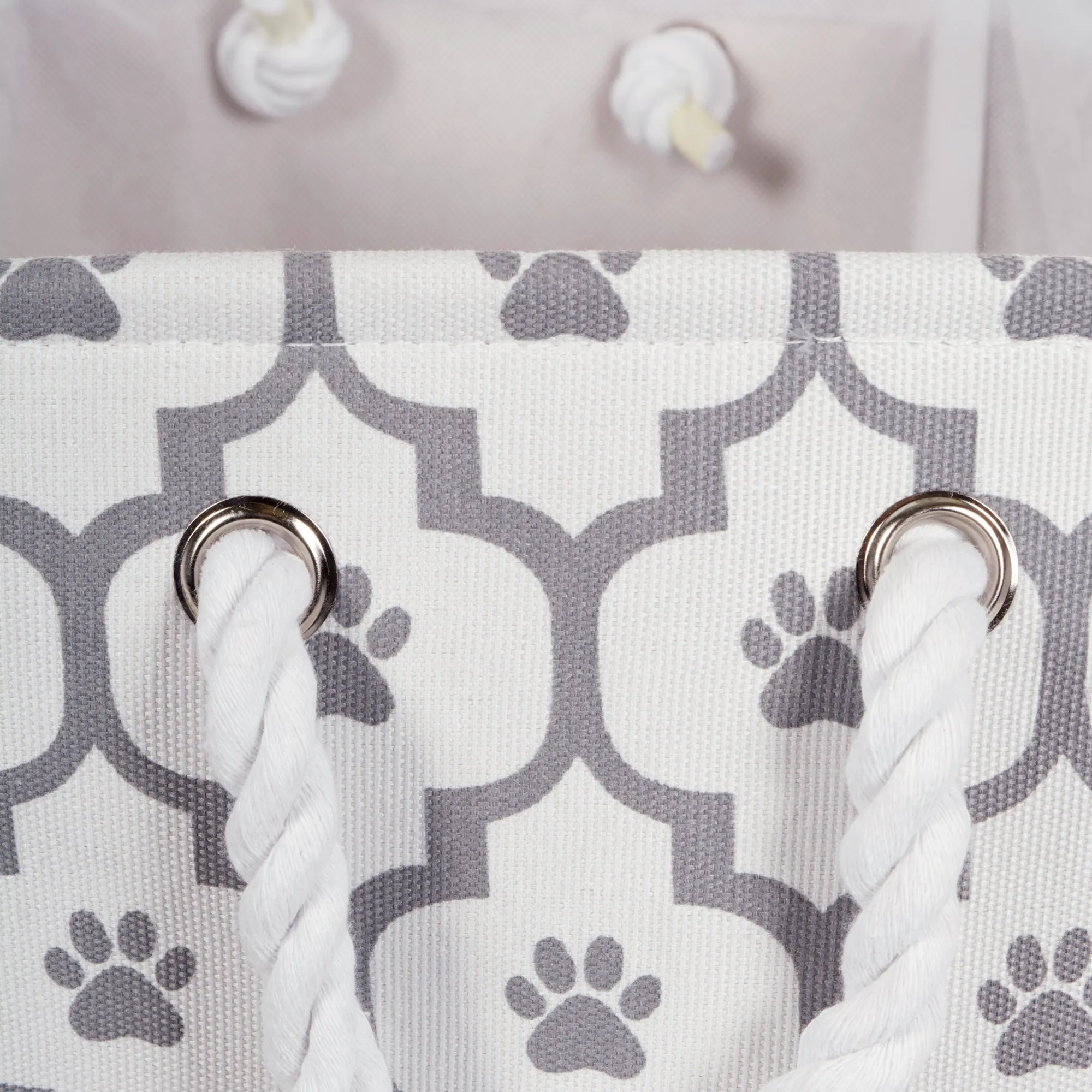 Bone Dry Pet Storage Bin, Lattice Paw Print, White/Gray, Small  - 14Lx8x9"