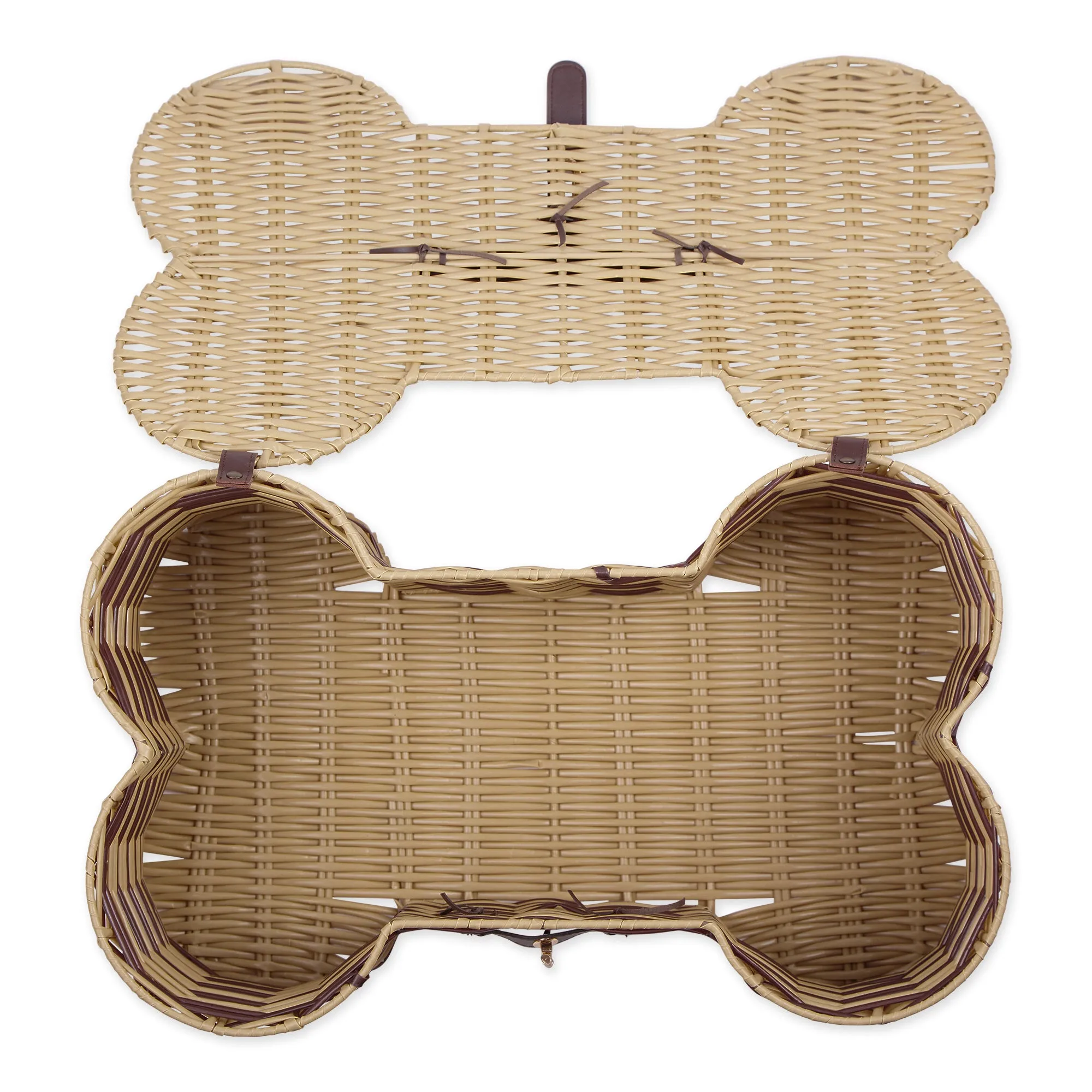 Bone Dry Pet Toy Storage Basket, Bone Shaped, Stripe, Large - 24x15x9"