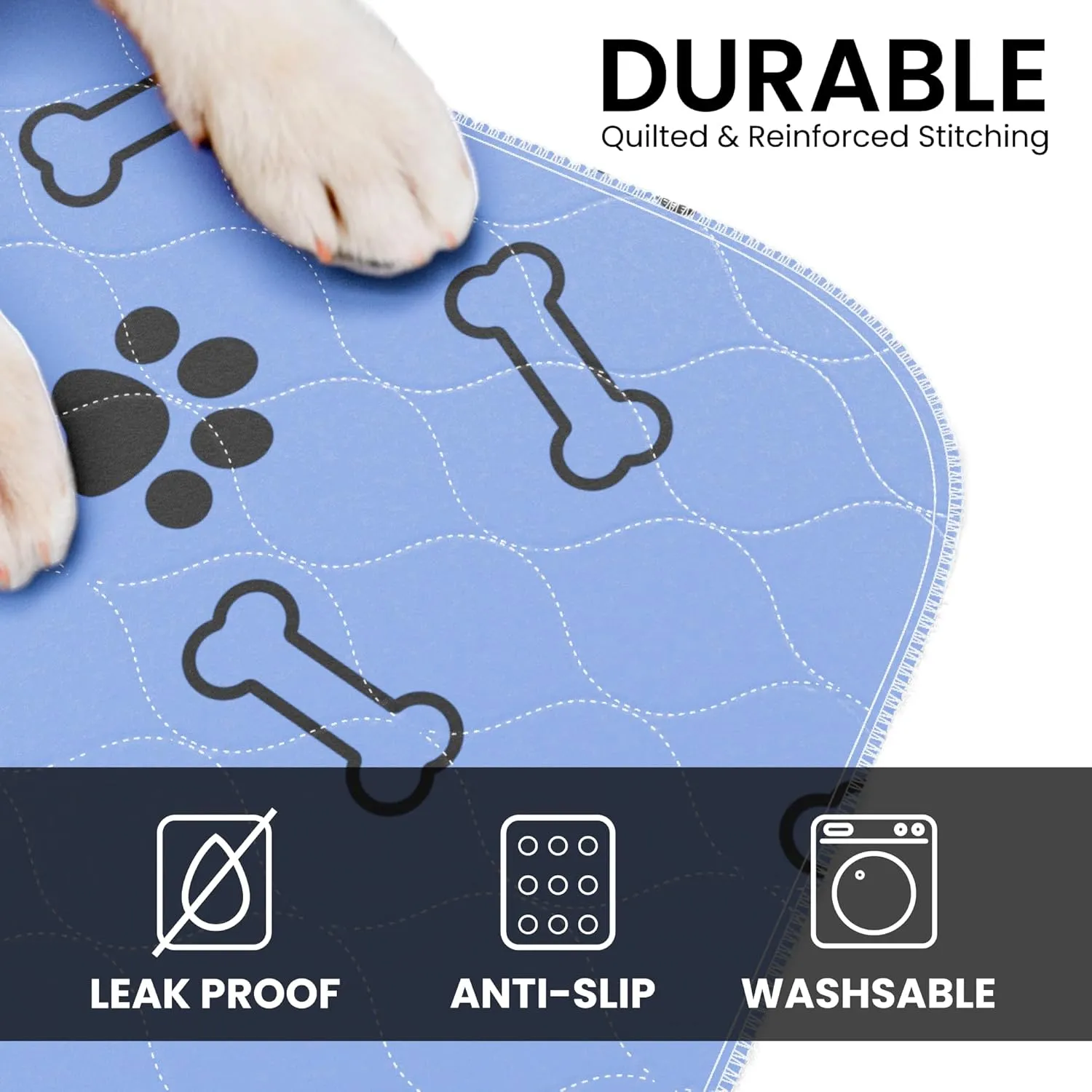 Buddy's Best Washable Pee Pads  Large (47"x47")  Ultra Absorbent, Non-Slip, for Whelping, Housebreaking, Incontinence, Multiple Pets, Furniture Protection (2-Pack)   Grooming Glove