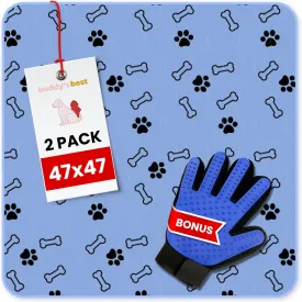 Buddy's Best Washable Pee Pads  Large (47"x47")  Ultra Absorbent, Non-Slip, for Whelping, Housebreaking, Incontinence, Multiple Pets, Furniture Protection (2-Pack)   Grooming Glove