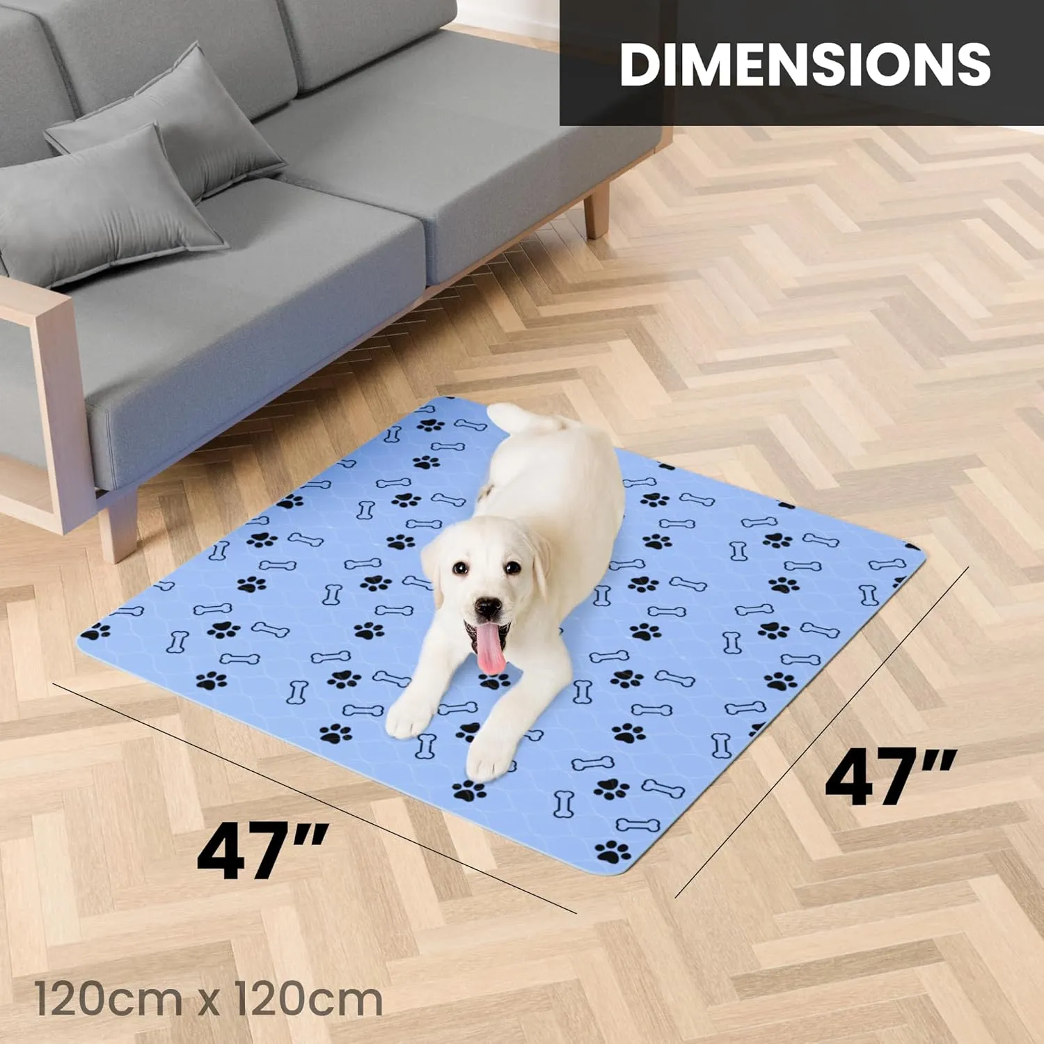 Buddy's Best Washable Pee Pads  Large (47"x47")  Ultra Absorbent, Non-Slip, for Whelping, Housebreaking, Incontinence, Multiple Pets, Furniture Protection (2-Pack)   Grooming Glove