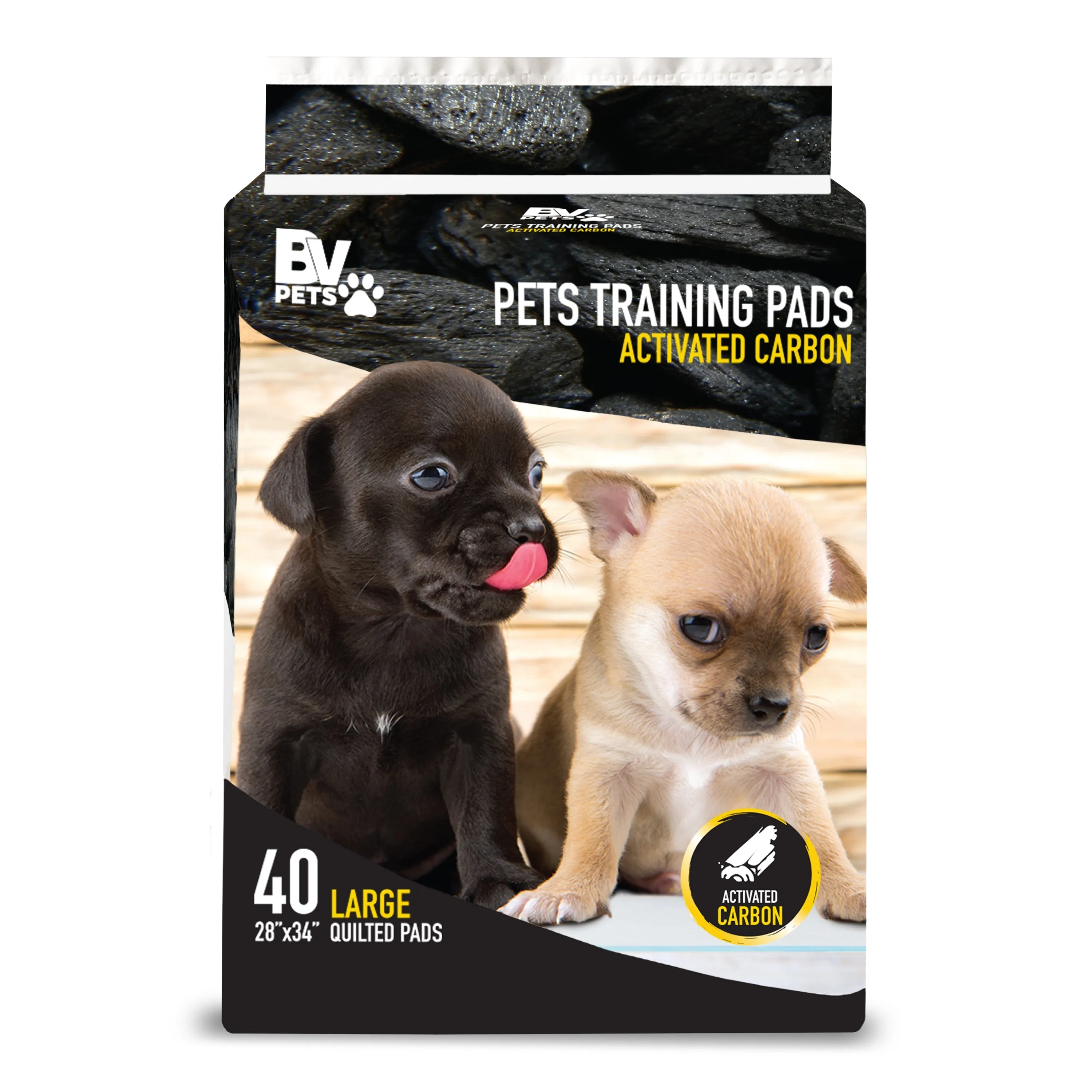 BV Pet Disposable Potty Training Pee Pads - Dog and Puppy, 28" x 34", 40/320 Count - Charcoal