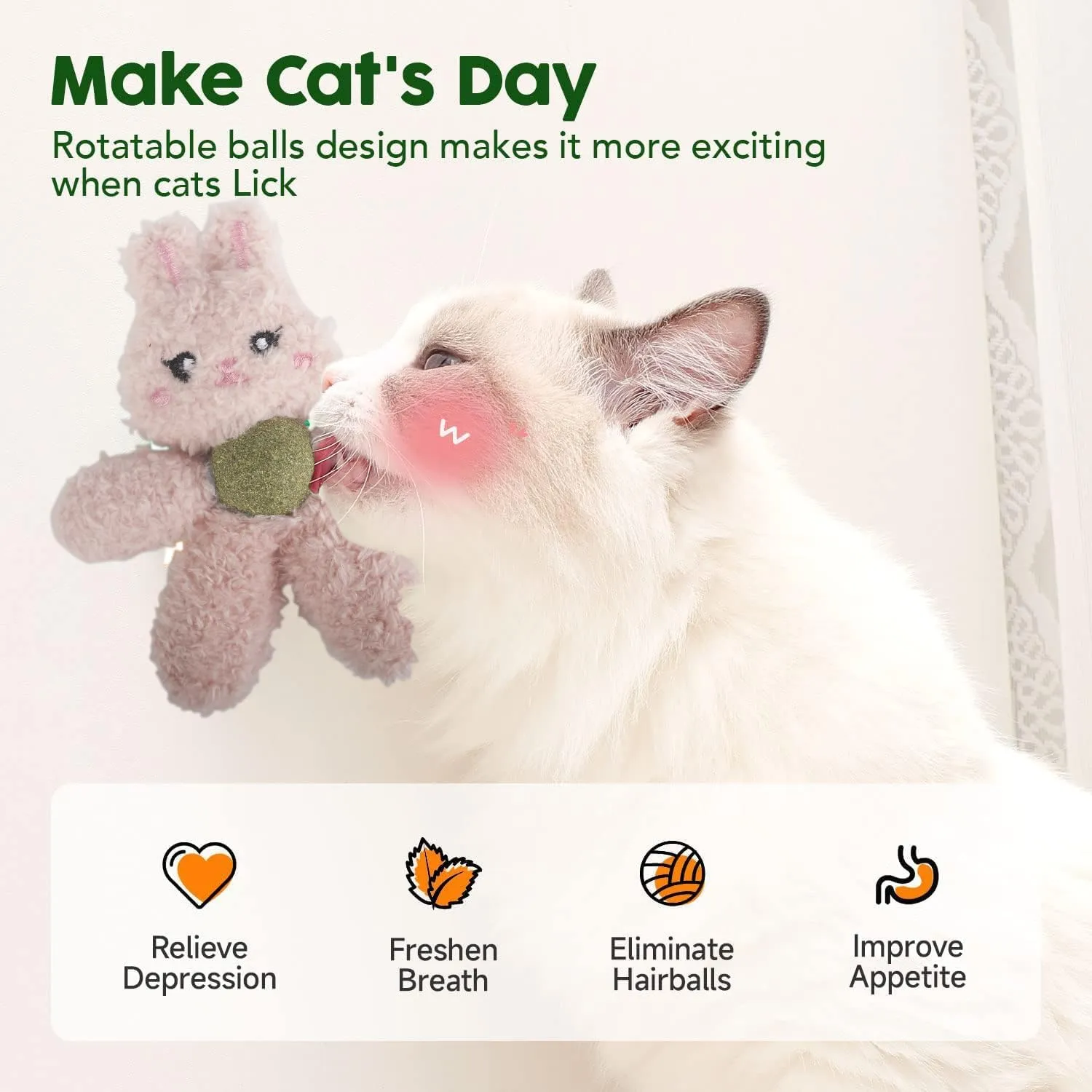 Cat Toys with Catnip Kitten Chew Bite Supplies Boredom Relief Fluffy Kitty Teeth Cleaning Chewing Cat Lovers Interactive Plush Gift (Frog&Frog)