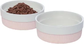 Ceramic Dog Bowls, Dog Food Bowl and Water Bowl Set, Non Slip Dog Bowls with Silicone Base, Ceramic Dog Bowls for Small Medium Dogs and Cats. (White/Set of 2 Bowls)