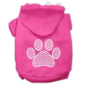 Chevron Paw Screen Print Pet Hoodies Bright Pink Size Lg (14)