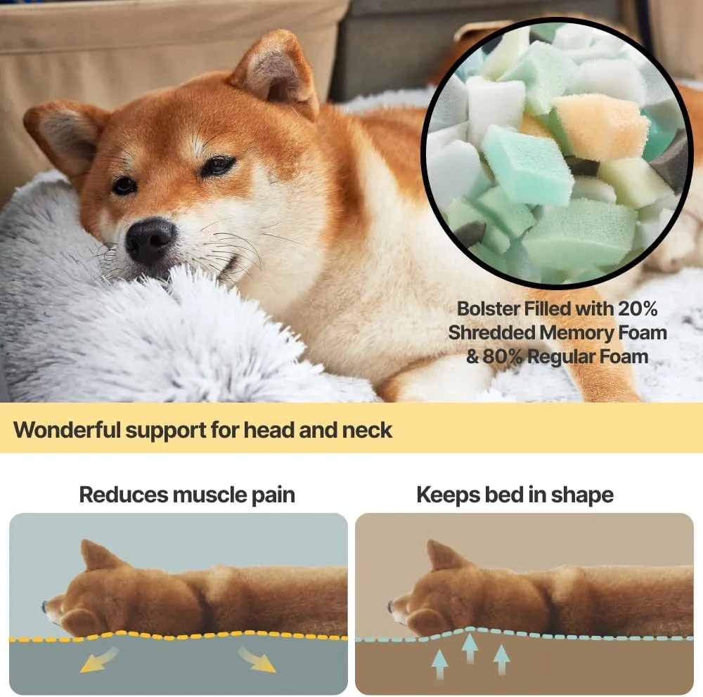Codi Large Calming Dog Bed for Couch  Anti-Anxiety Sofa Protector Mat for XL Dogs, 45''x37''x6'', Machine Washable, Fluffy & Cozy with Non-Slip Bottom, Light Grey