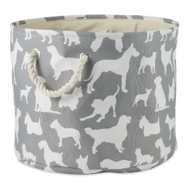 Collapsible Pet Storage Bin, Dog Show Print, Gray, Medium Round - 12x15"