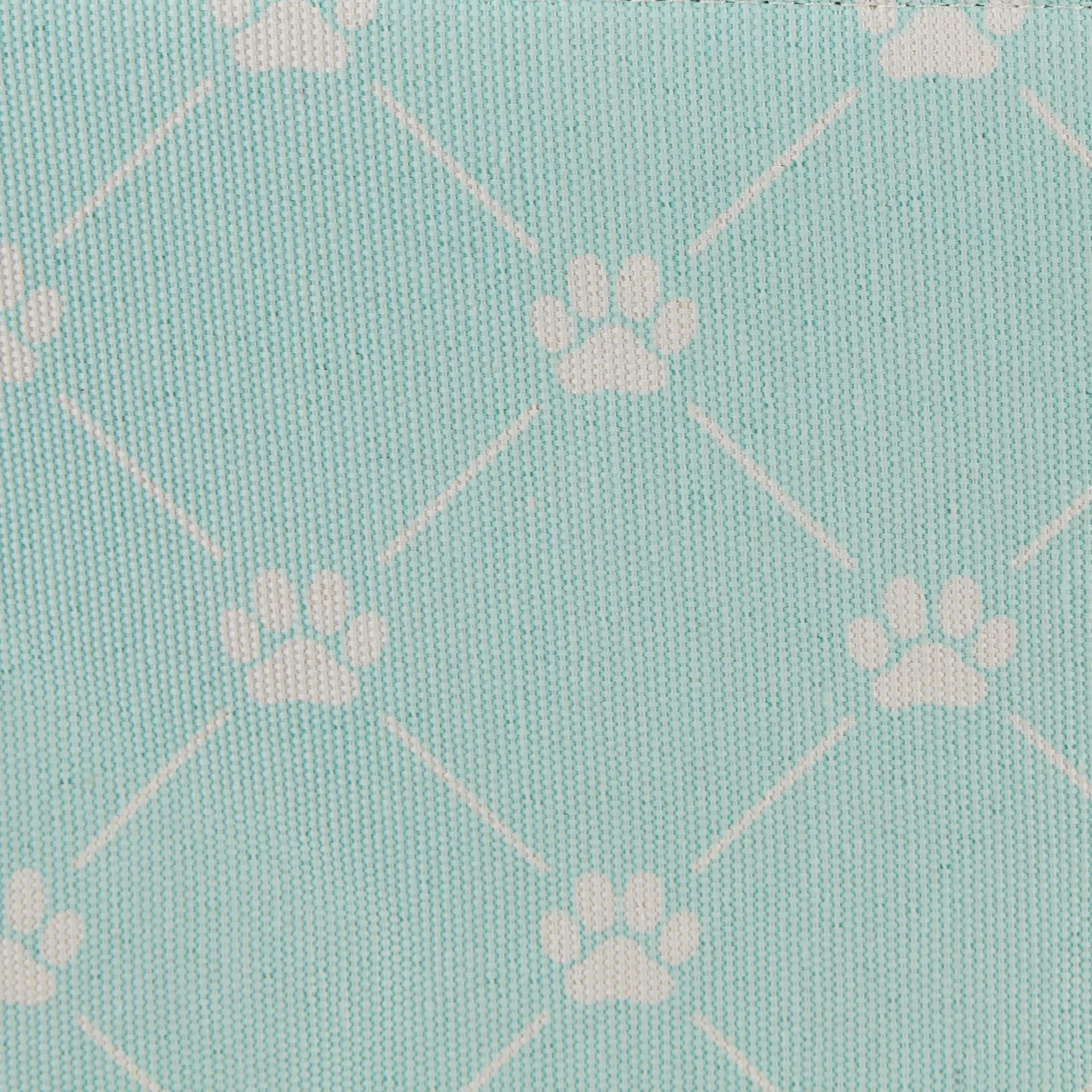 Collapsible Pet Storage Collapsible Bin, Trellis Paw Print, Aqua, Medium Round - 15x12"