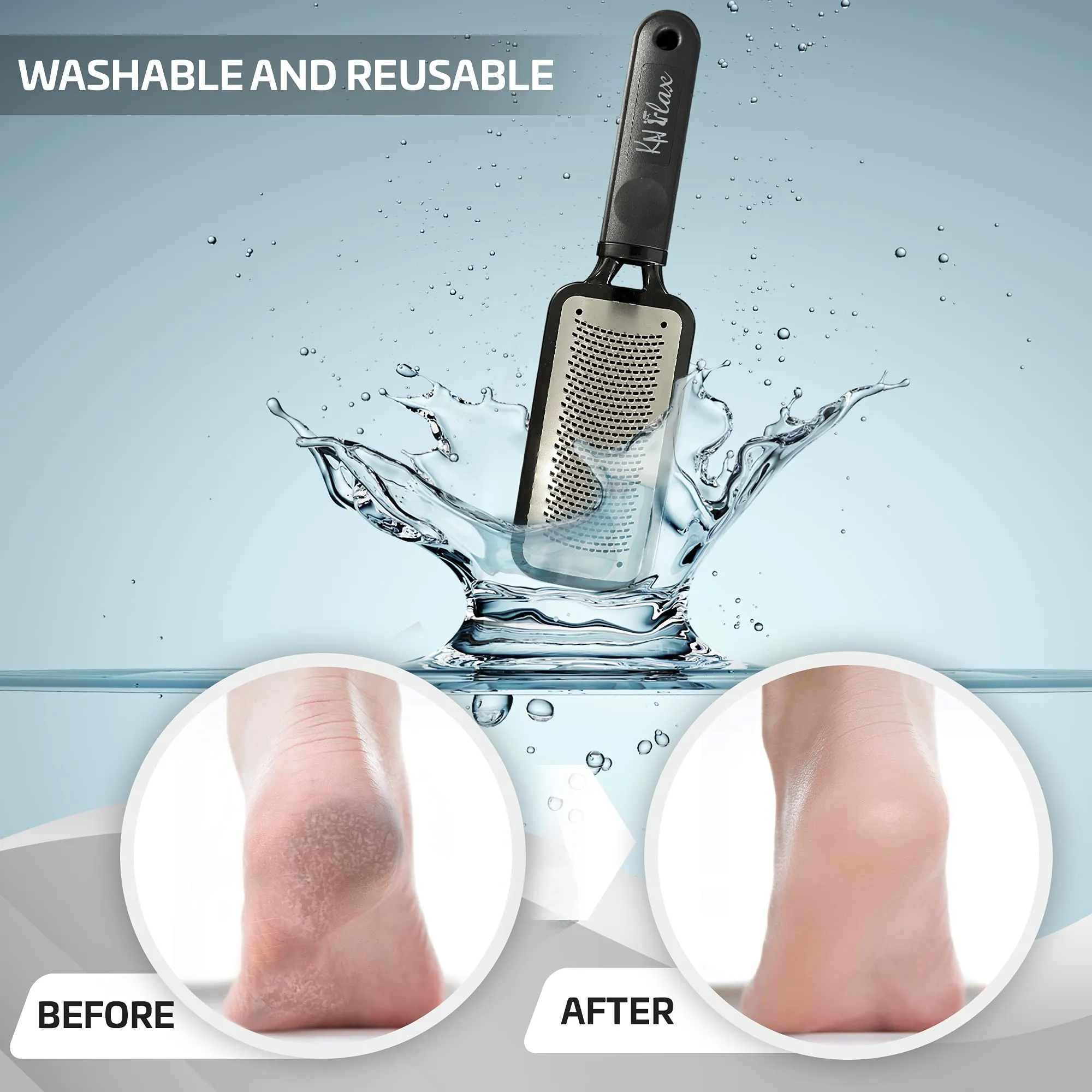 [Colossal Pedicure Rasp Foot File   Toenail Clipper] KN FLAX Premium Foot care Pedicure Surgical grade Stainless steel file with Thick Nails, Large Fingernail Toe Nail Clippers