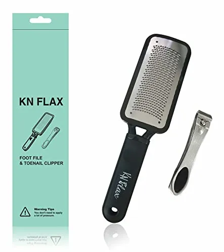 [Colossal Pedicure Rasp Foot File   Toenail Clipper] KN FLAX Premium Foot care Pedicure Surgical grade Stainless steel file with Thick Nails, Large Fingernail Toe Nail Clippers