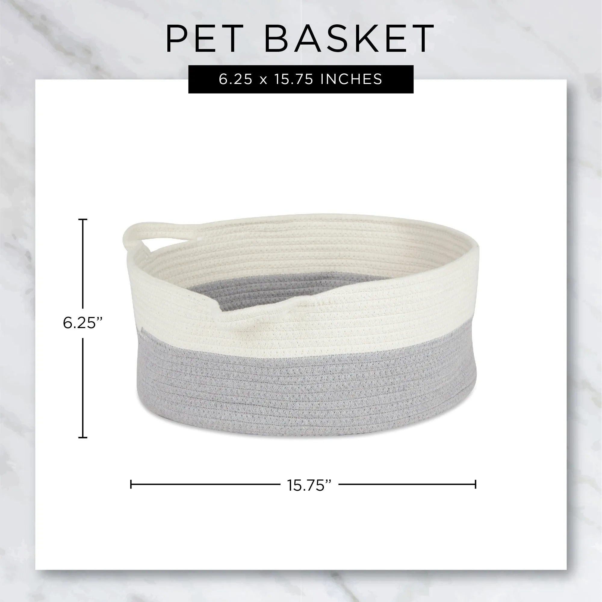 Cotton Pet Storage Basket, Pom-Poms, White/Pink - 15.75x6.25"
