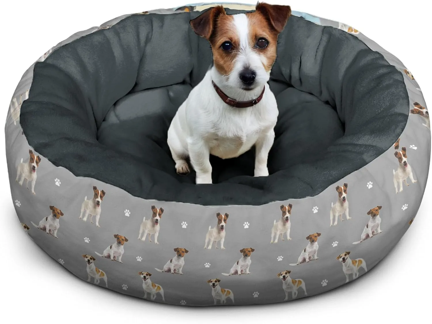 Dog Calming Beds for Small Medium Large Dogs - Round Donut Washable Dog Bed (Jack Russell Terrier, Small:20 * 20 * 8in)