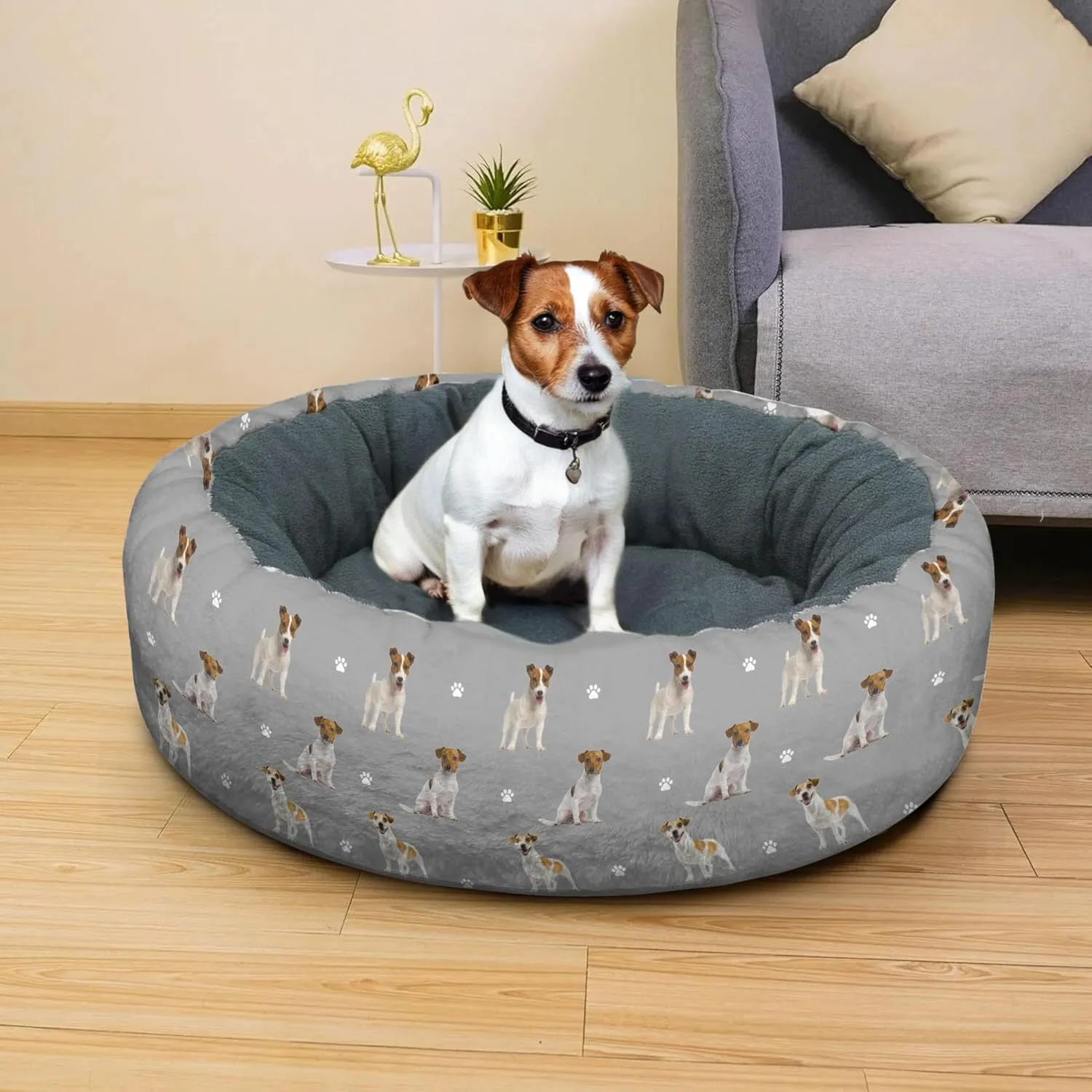Dog Calming Beds for Small Medium Large Dogs - Round Donut Washable Dog Bed (Jack Russell Terrier, Small:20 * 20 * 8in)