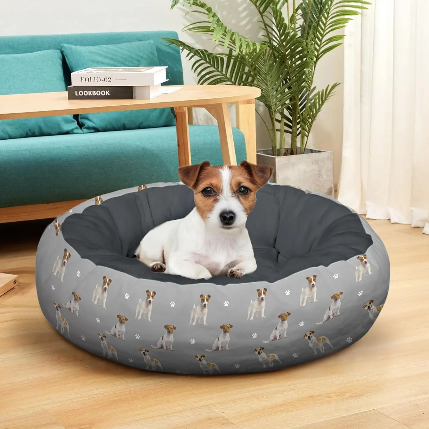 Dog Calming Beds for Small Medium Large Dogs - Round Donut Washable Dog Bed (Jack Russell Terrier, Small:20 * 20 * 8in)
