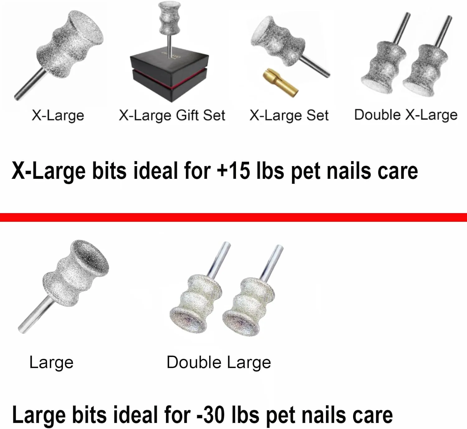 Dog Nail Grooming Tools - Dog Nail Grinder Attachment for Dremel - Diamond Rotary Nail Grinder Bits for Small Medium Dogs Cats and Animals (L)