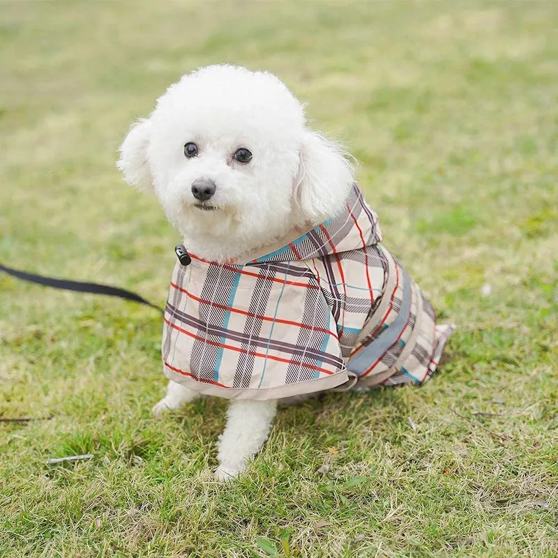 Dog Raincoat Hooded With Reflective Strip Waterproof Dog Jumpsuit