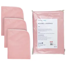 Dynarex Incontinence Bed Pads - Reusable & Washable Waterproof Pee Pads for Kids, Adults, Elderly - 1 Bag of 3 Pads - 17" x 22", Pink