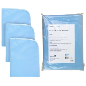 Dynarex Incontinence Bed Pads - Reusable & Washable Waterproof Pee Pads for Kids, Adults, Elderly - 1 Bag of 3 Pads - 24" x 36", Blue