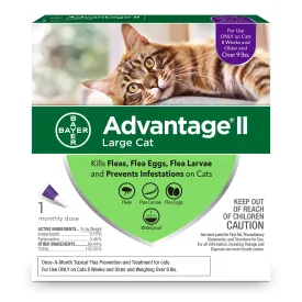 Elanco Advantage II Large Cat 1-Month Dose Spot-on Flea and Tick Treatment - 9  Lbs - Purple