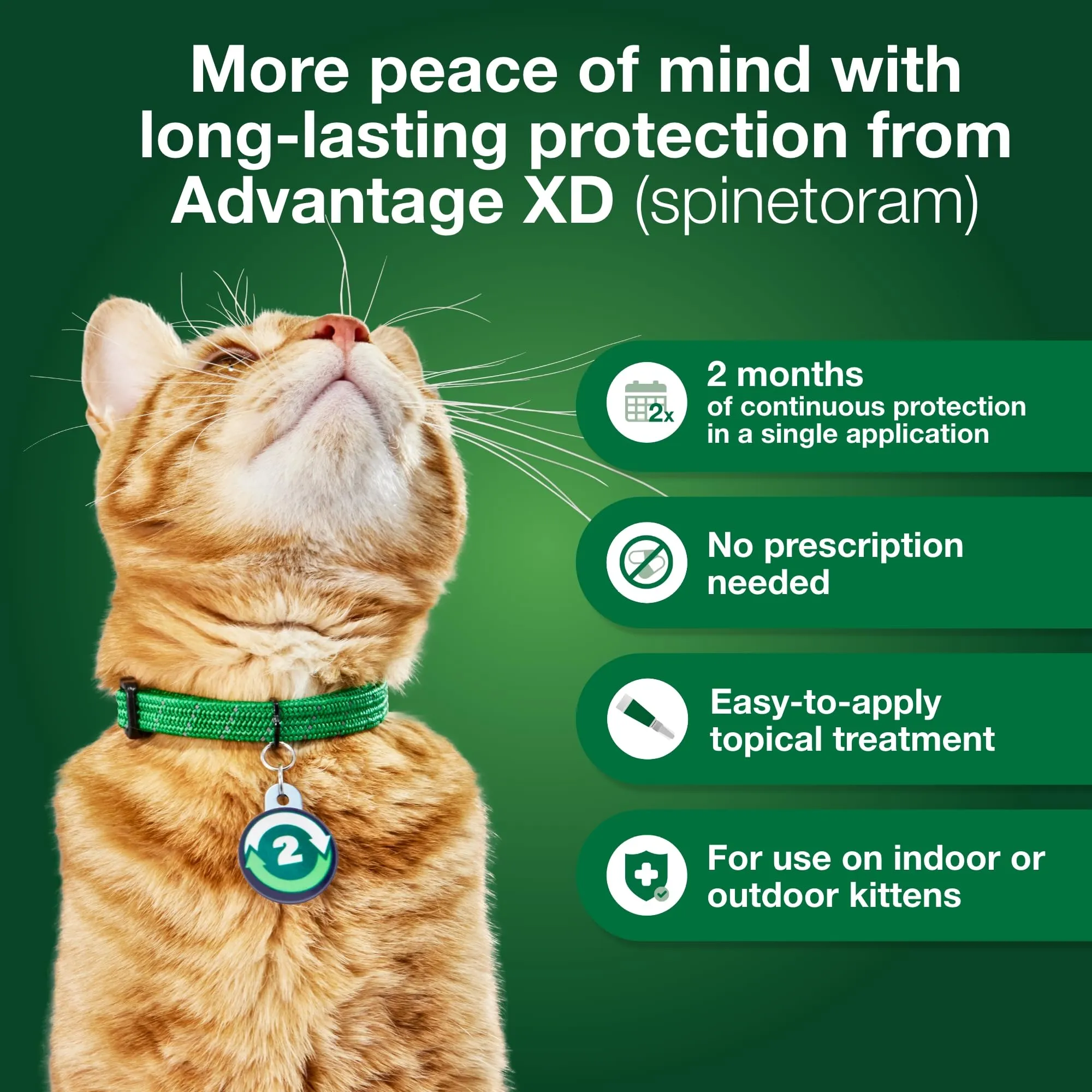 Elanco Advantage XD Extended Small Cat 4-Month 2-Dose Flea and Tick Spot-on Treatment - 1.8-9Lbs - 2 Pack