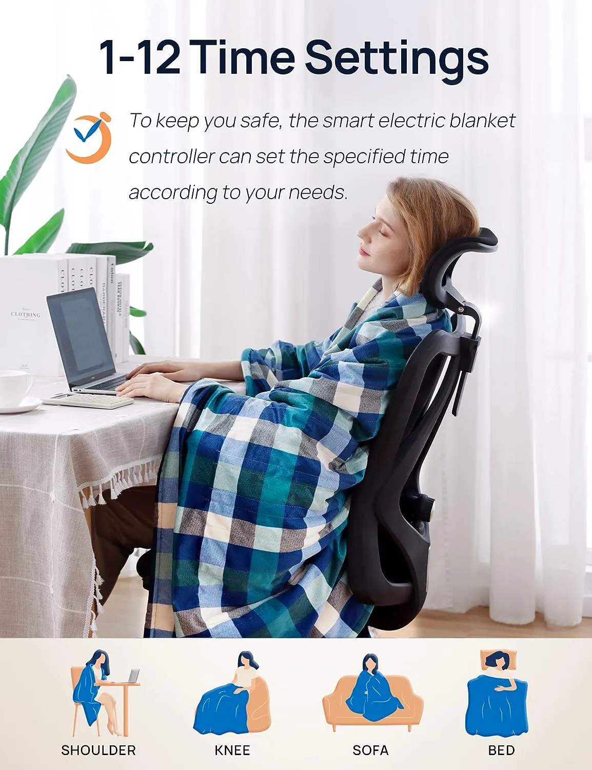 Electric Heated Sherpa Plaid Blanket 100" x 90", Green