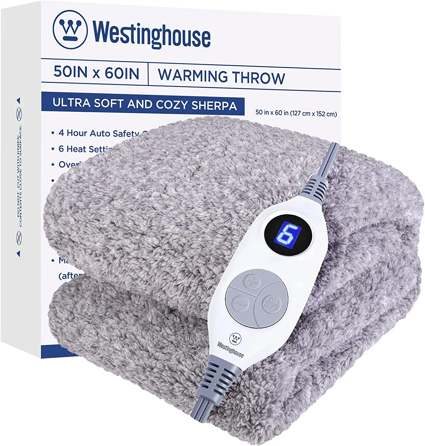 Electric Heated Throw Sherpa Grey