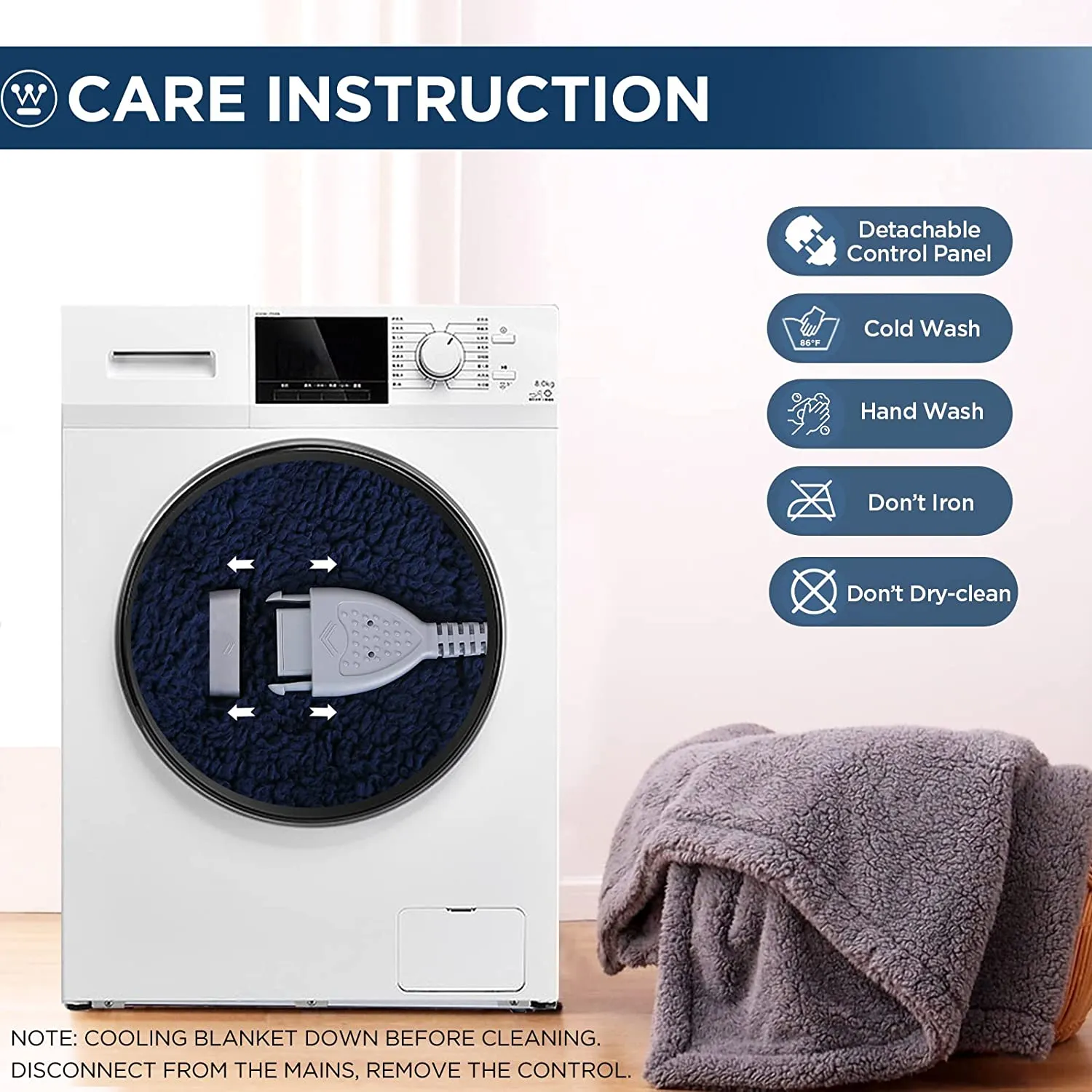 Electric Heated Throw Sherpa Navy