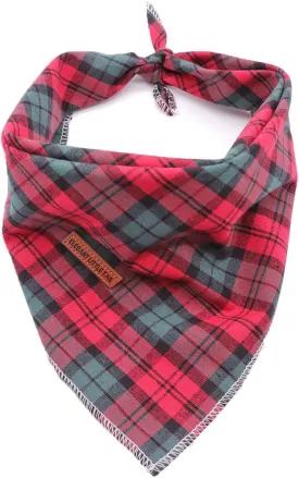 Elegant Little Tail Christmas Bandana 1PCS Plaid Pet Bandana Washable Reversible Cotton Boy Bibs Scarf, Adjustable Square Kerchief for Small to Large Dogs and Cats