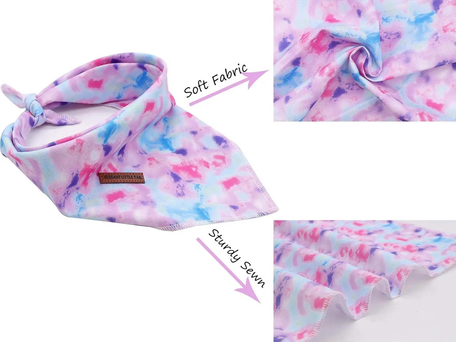 Elegant Little Tail Dog Bandanas - Comfortable Adjustable Square Kerchiefs for Boys & Girls, Small to Large Dogs