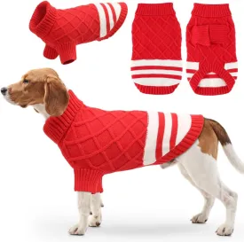 EMUST Sweater for Medium Large Dogs Boy Girl, Cute Pet Sweater with Turtleneck & Sleeve, Cold Weather Warm Elastic Pullover Knitwear Dog Sweaters, Thick Dog Winter Clothes, Indoor & Outdoor, Red L