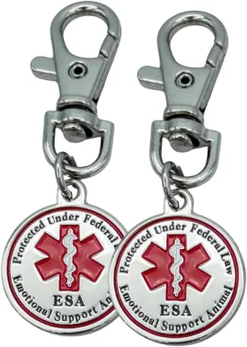 ESA Dog Tag Pack of 2 Accessories Emotional Support Animal Double Sided Red Medical Alert Symbol Medal for Small Dogs Use for Collars Harness Vest Easy to Switch Pet ID