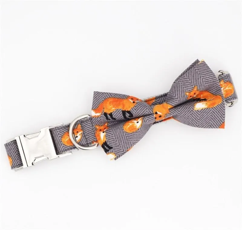 Fox Print Dog Collar and Leash Set - The Foxy Collar and Leash Set