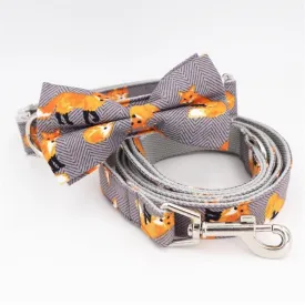 Fox Print Dog Collar and Leash Set - The Foxy Collar and Leash Set
