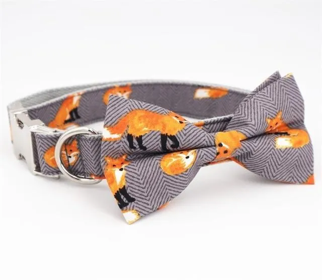 Fox Print Dog Collar and Leash Set - The Foxy Collar and Leash Set